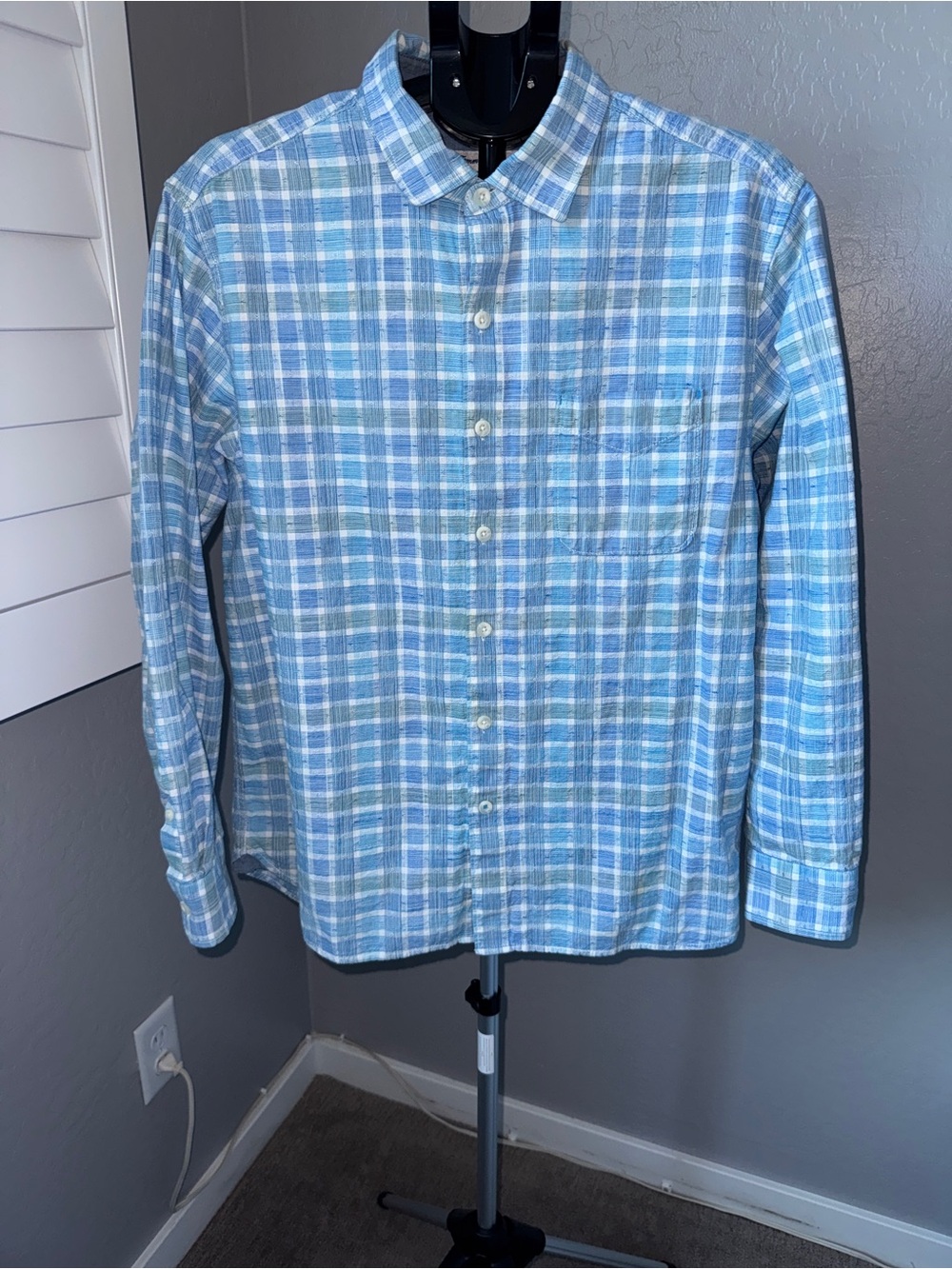Tommy Bahama Plaid Long Sleeve Shirt 100% Cotton Size Large
